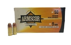 Armscor 9mm 124gr Copper Wash Handgun Ammunition (50PK)